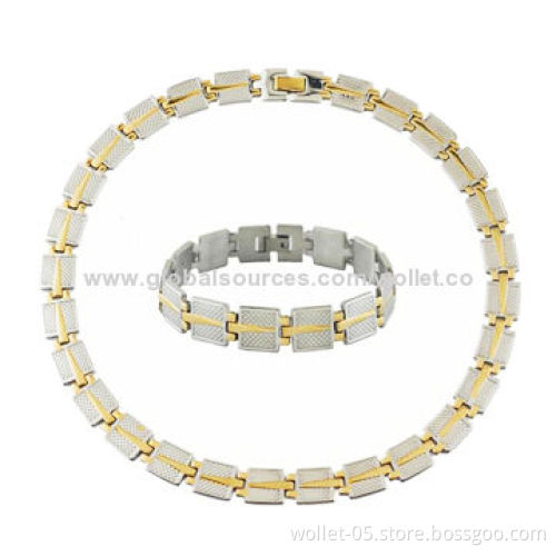 IP Gold Plated Newest Design Charm Stainless Steel Jewelry Set with High Polishing, CE Mark